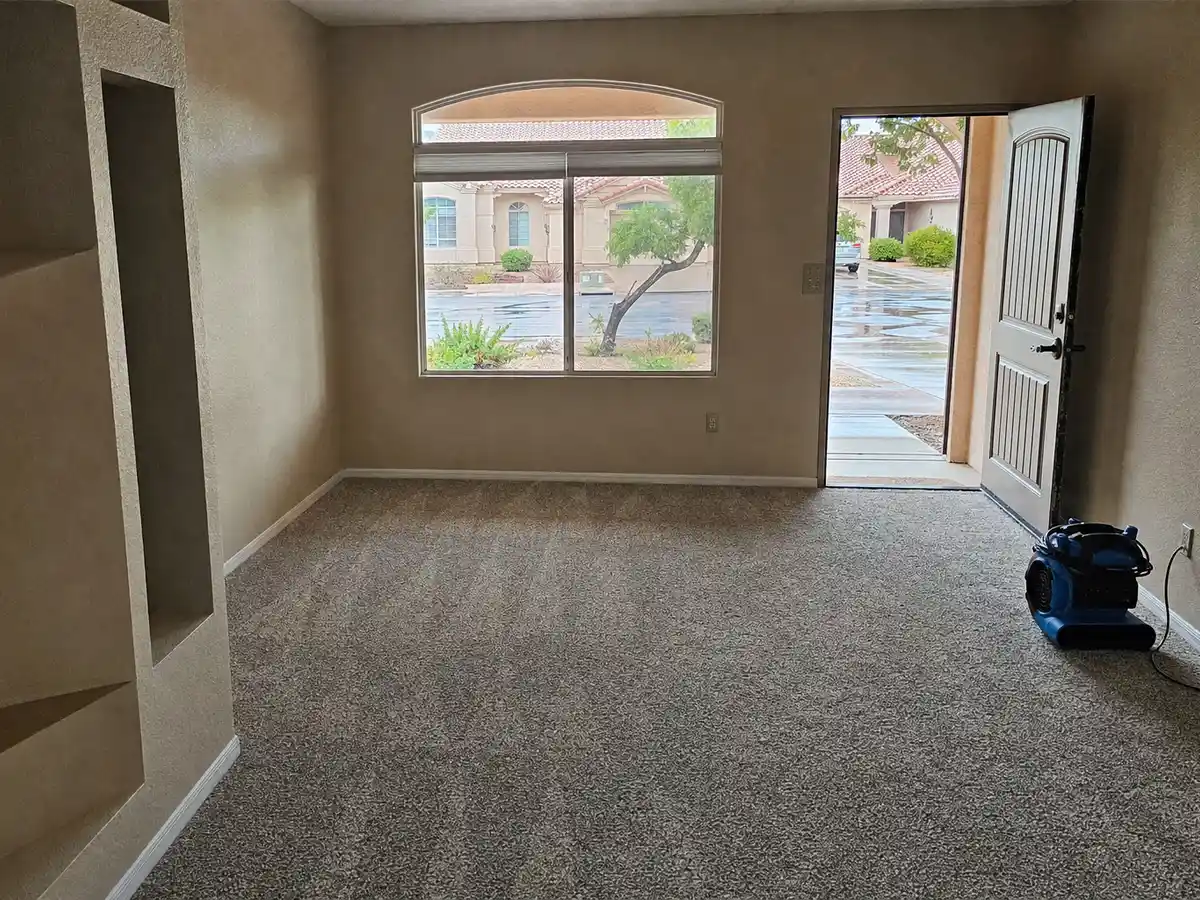 Freshly cleaned carpet with the furniture back in place — completed job in West Covina, CA